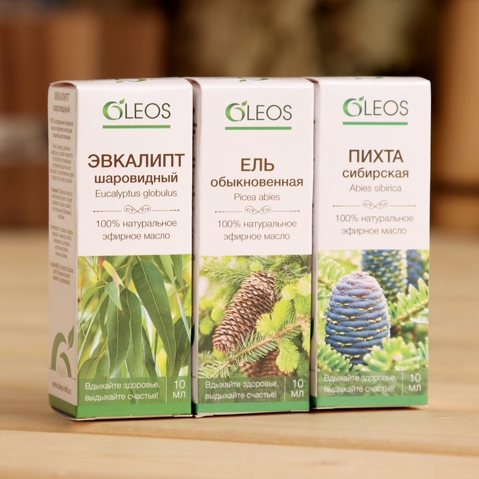 Эфирное масло Эфирное масло "Пихта, Эвкалипт, Ель", набор 3 шт по 10 мл Oleos