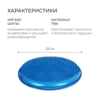 Подушка балансировочная ONLYTOP, массажная, d=35 см, синяя