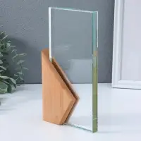 Наградная фигура стела &laquo;Геометрия&raquo;, верх 23&times;11.5 см, низ 15&times;9.3 см, стекло, дерево, 3.5&times;13&times;23 см