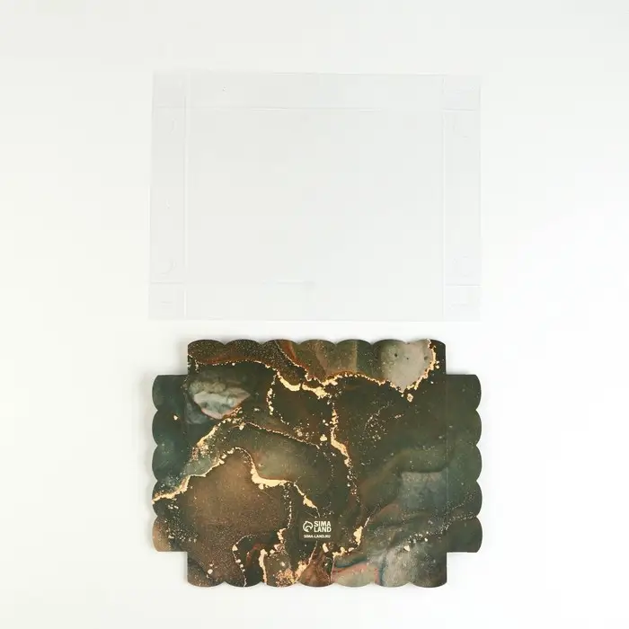 Коробка для печенья, кондитерская упаковка с пластиковой крышкой, «Мрамор», 22 х 15 х 3 см