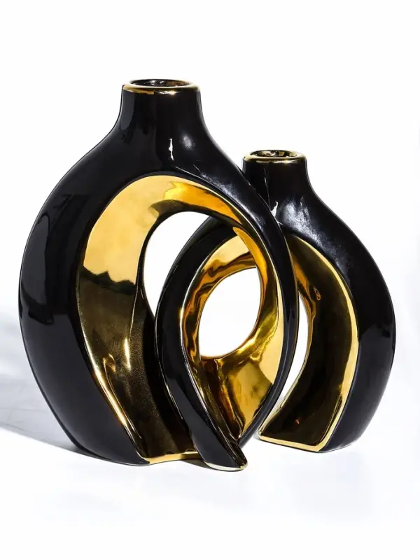 Ваза керамика настольная Ваза керамика настольная "Лари" (набор 2 шт) 22х20 d-4 см, чёрный