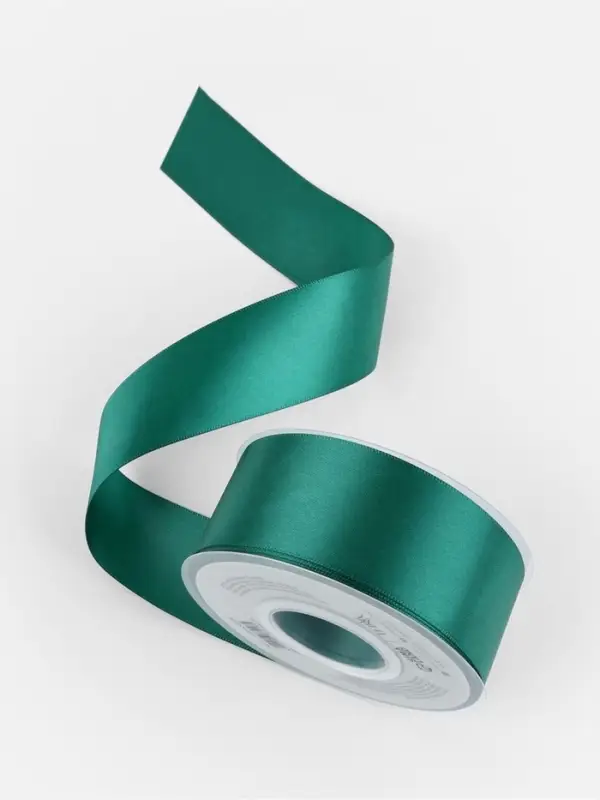 Лента атласная TEIRA, двухсторонняя, 38 мм, 25&plusmn;1 м, зелёная №0589