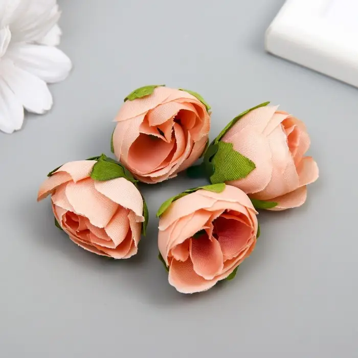 Бутон на ножке для декорирования "Роза пионовидный бутон" кремовая 2,5х3 см