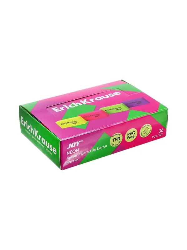 Ластик ErichKrause Joy, 50 х 22 х 12 мм, мягкий, гипоаллергенный, МИКС Ластик ErichKrause Joy, 50 х 22 х 12 мм, мягкий, гипоаллергенный, МИКС