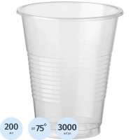 Стакан одноразовый 200мл прозр., для хол/гор., бюджет, КОМУС ПП3000шт/кор