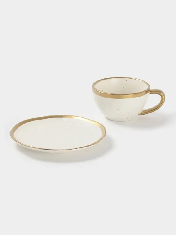 Чайная пара Magistro Poursephona, чашка 250 мл, блюдце d=16 см, фарфор, белая