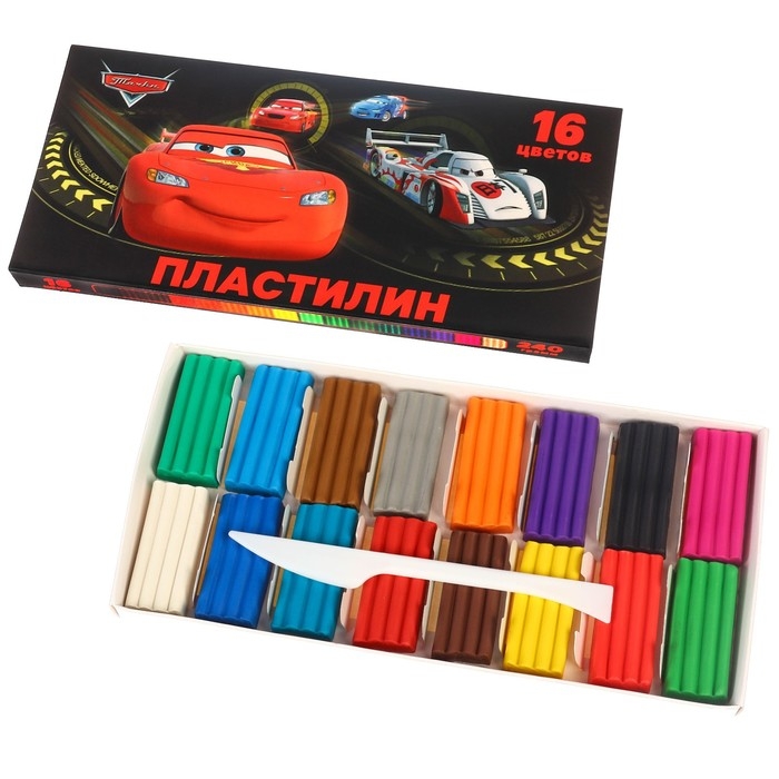 Пластилин 16 цветов 240 г Пластилин 16 цветов 240 г "Тачки"