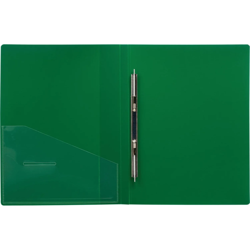 Скоросшиватель пластиковый с пруж.мех. вн.карман Attache А4 зел 200л,0,7мм