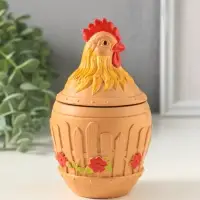 Шкатулка с крышкой для украшений &laquo;Петух&raquo;, 13&times;7 см, охра