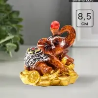 Фигурка полистоун &laquo;Слоник с рубином на монетках&raquo;, 8&times;6.5&times;8.5 см