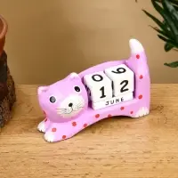 Календарь настольный «Кошка», 14×4×10 см, дерево, сиреневый