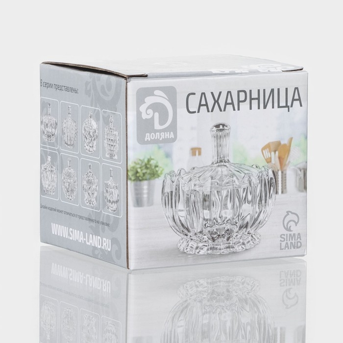 Сахарница Доляна «Галерея», 150 мл, 8,5×10,5 см, с крышкой, стекло Сахарница Доляна «Галерея», 150 мл, 8,5×10,5 см, с крышкой, стекло