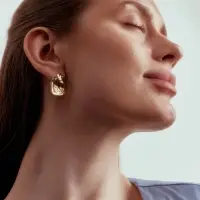 Серьги металл &laquo;Мятые&raquo;, цвет золото