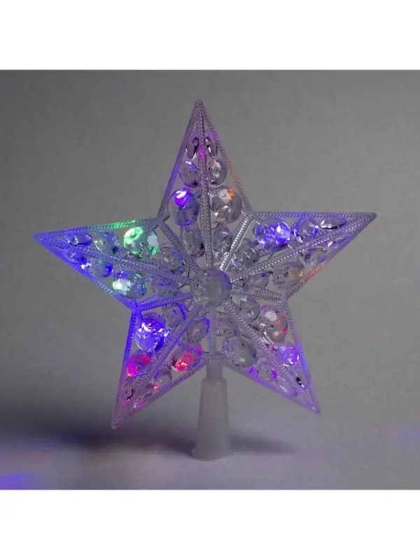 Светодиодная верхушка на ёлку &laquo;Звезда белая&raquo;, 22 см, 15 LED, 220 В, свечение мульти