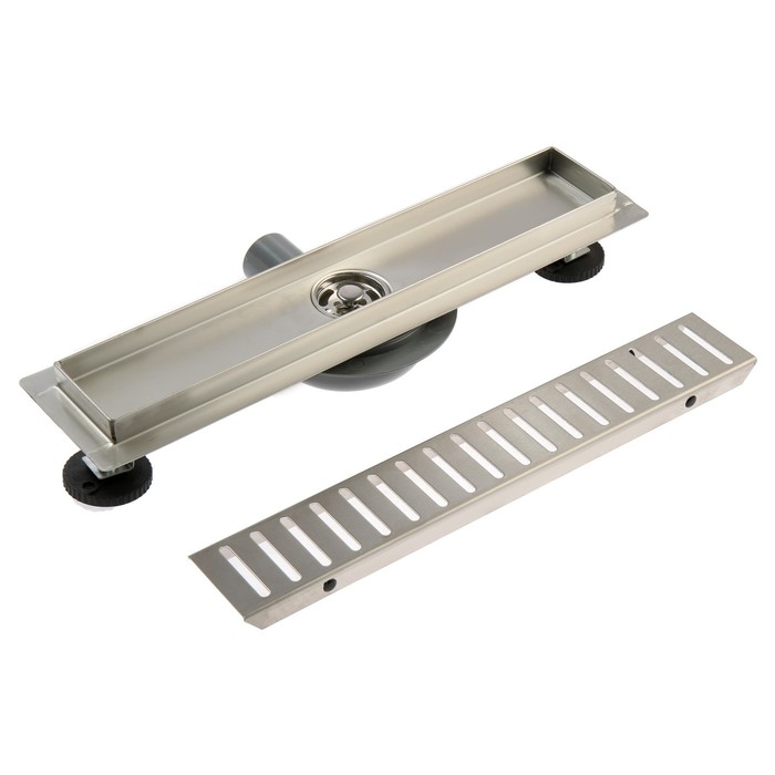 Трап ZEIN engr, c флaнцeм свободного вращ 360°, 7*40 см, d=40/50 мм, нерж сталь, сатин