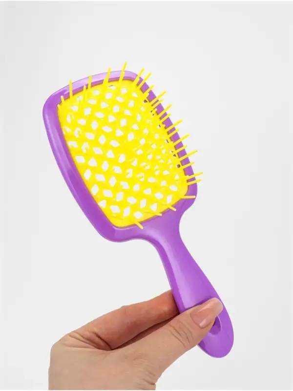 Расчёска массажная, широкая, вентилируемая, 8.5&times;20.5&plusmn;1 см, сиреневая, жёлтая