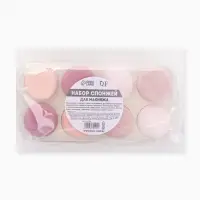 Спонжи для макияжа, набор - 8 шт., увеличиваются при намокании, розовые