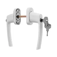 Ручка для окон ПВХ ТУНДРА с замком, алюминий, 32 мм, цвет белый, набор 2 шт