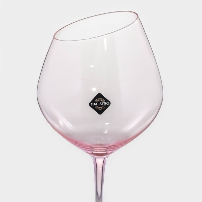 Набор бокалов из стекла для вина Magistro «Иллюзия», 550 мл, 10×24 см, 2 шт, цвет розовый Набор бокалов из стекла для вина Magistro «Иллюзия», 550 мл, 10×24 см, 2 шт, цвет розовый