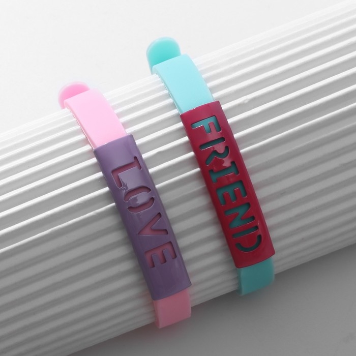 Браслеты парные «Неразлучники» силиконовые, love+friend, цвет МИКС, 20 размер