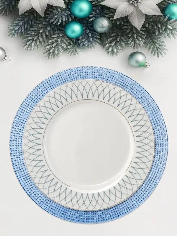 Тарелка подстановочная WY, d=33 см, стекло, голубая