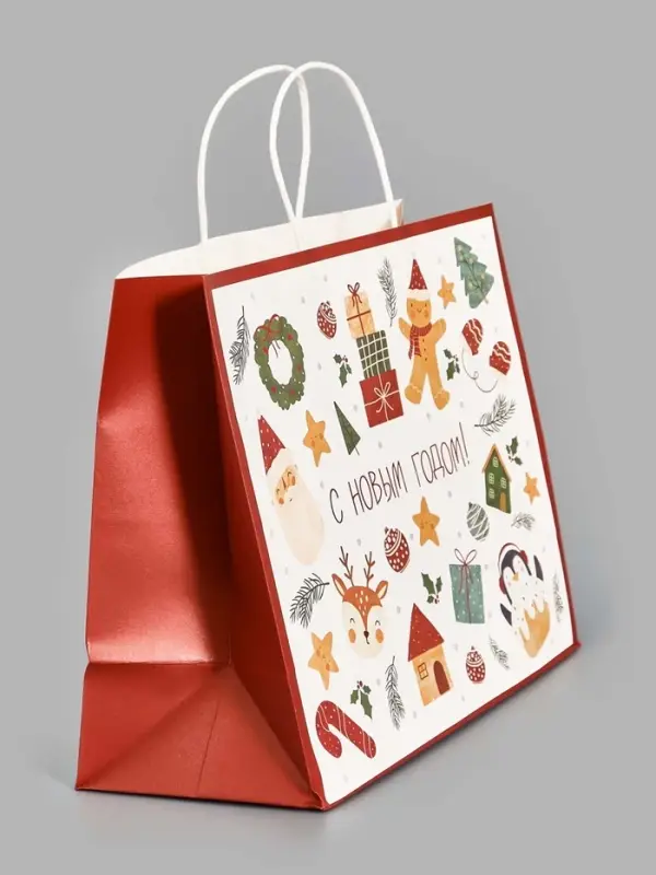 Пакет подарочный «Мечты», белый крафт, 32 × 28 × 15 см