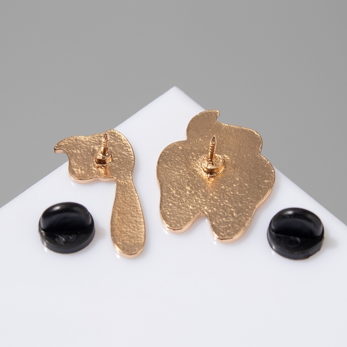 Набор значков (2 шт.) «Зуб и щётка», цветной в золоте Набор значков (2 шт.) «Зуб и щётка», цветной в золоте