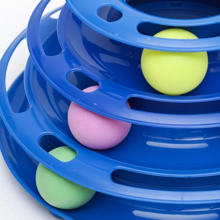 Игровой комплекс  Игровой комплекс "Пирамида" для кошек с 3 шариками,15 x 24 x 13,2 см, синий
