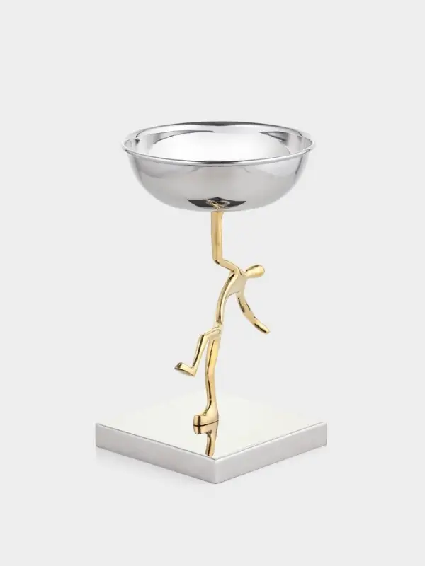 Блюдо сервировочное на подставке &laquo;Человек&raquo;, d=13 см, нержавеющая сталь, латунь