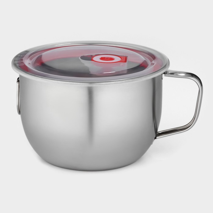 Кружка из нержавеющей стали с вакуумной крышкой, 1,3 л, d=15 см Кружка из нержавеющей стали с вакуумной крышкой, 1,3 л, d=15 см