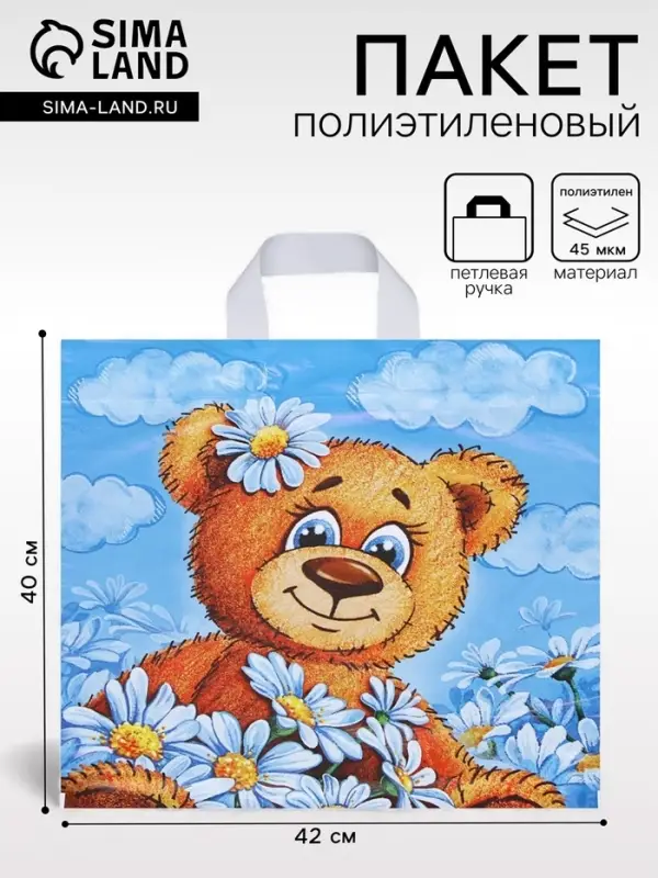 Пакет &laquo;Тоша&raquo;, полиэтиленовый с петлевой ручкой, 40&times;42 см, 45 мкм