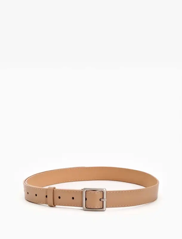 Ремень женский, 110&times;3 см, пряжка металл матовая, серебристая, бежевый
