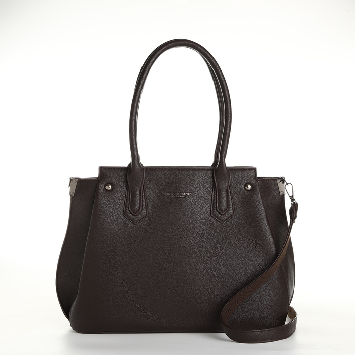 Сумка женская тоут, на молнии, цвет тёмно-коричневый