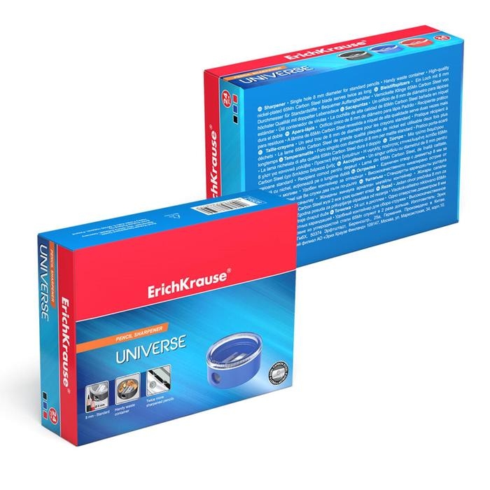 Точилка 1 отверстие ErichKrause Universe, с контейнером, отверстие диаметром 8 мм, микс Точилка 1 отверстие ErichKrause Universe, с контейнером, отверстие диаметром 8 мм, микс