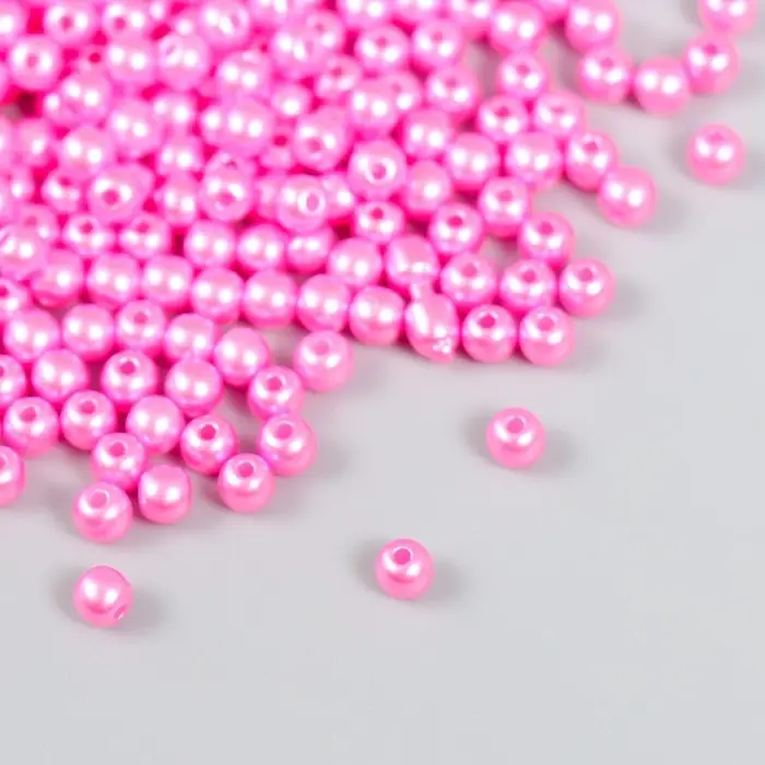 Набор бусин Набор бусин "Рукоделие" пластик, диаметр 4 мм, 25 гр, ярко-розовый