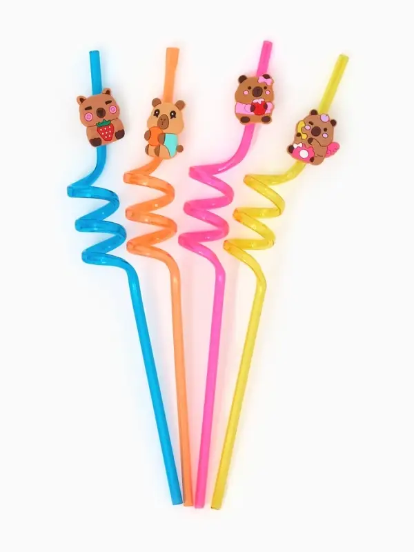 Трубочки для коктейля "Капибары" набор 4 шт