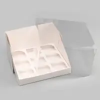 Коробка для 9 капкейков белая 23.5&times;23&times;14 см