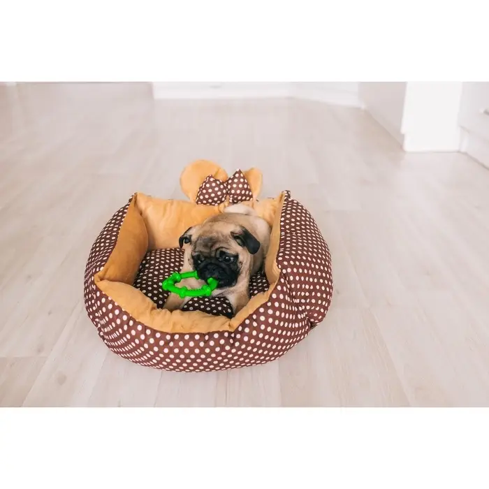 Лежанка &laquo;Милаш&raquo;, 52&times;42&times;15, бязь, плюш, бежево-коричневая