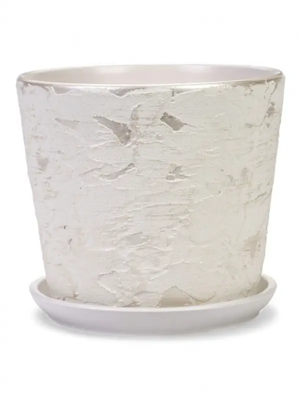 Горшок цветочный с поддоном 4,75 л, d22/h20 см белый керамика, Горшок цветочный с поддоном 4,75 л, d22/h20 см белый керамика, "Венера" (М)