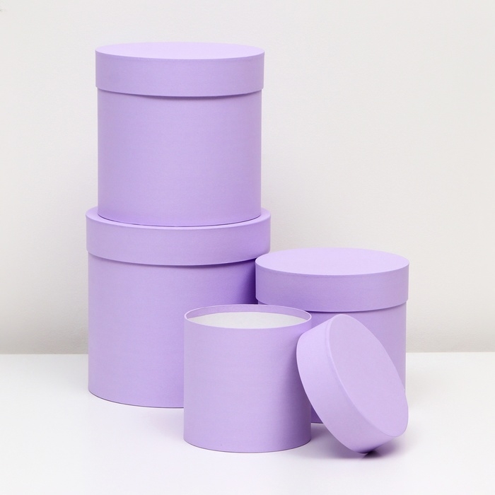Набор шляпных коробок  4 в 1 "Сиреневый", 20 × 20 ‒13 × 13 см
