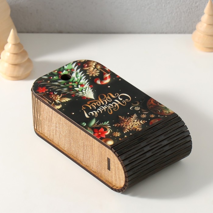 Новогодняя шкатулка-книга  Новогодняя шкатулка-книга "С Новым годом" 13х7х4 см
