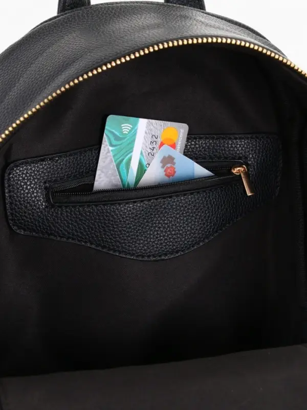 Рюкзак женский на молнии, с карманом, размер 27&times;13.5&times;33 см, чёрный