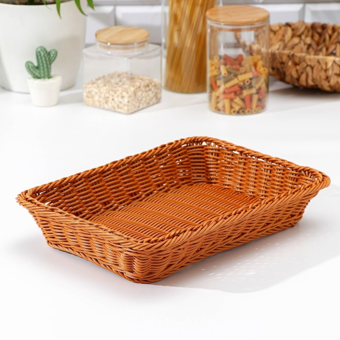 Корзина для продуктов Доляна, 35×24,5×7 см, цвет коричневый Корзина для продуктов Доляна, 35×24,5×7 см, цвет коричневый