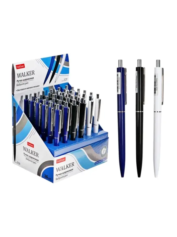Ручка шариковая автоматическая, Hatber. Walker Classic, синяя 0.7 мм, 36 шт. в дисплее, МИКС Ручка шариковая автоматическая, Hatber. Walker Classic, синяя 0.7 мм, 36 шт. в дисплее, МИКС