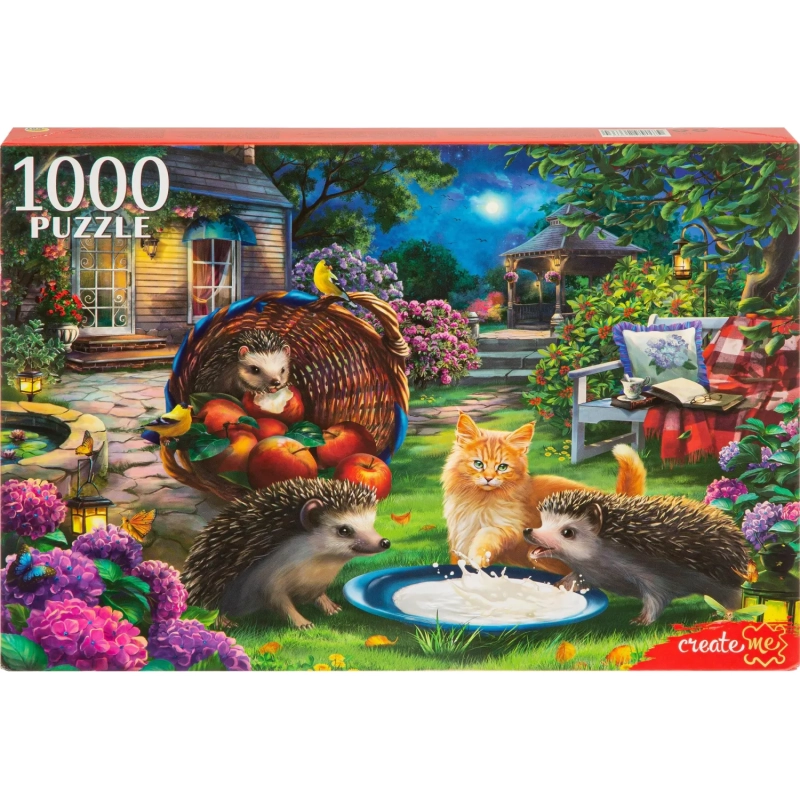 Пазл 1000 элементов. ЕЖИ И КОТЕНОК, Ф1000-6633