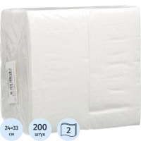 Салфетки бумажные 2 сл. 33х24 белые 1/6 слож 200 шт./уп. С33-86