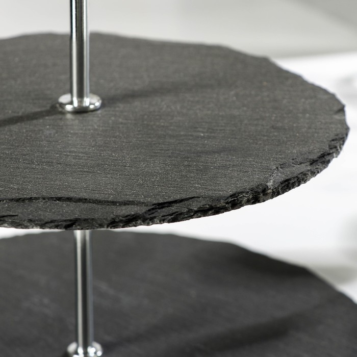 Блюдо из сланца Magistro Valley, 2-ярусное, d=25/20×24 см