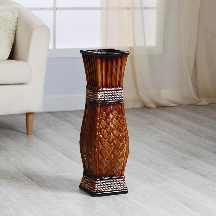 Ваза керамика напольная Ваза керамика напольная "Лирика" 15х60 см d-13 см, коричневый