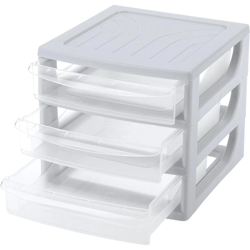 Бокс с выдвижными лотками А6 175х186х214мм 3выдв.отд, светло-сер. 433224030