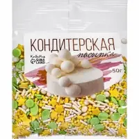 Посыпка кондитерская &laquo;Микс&raquo;: зеленый, желтый, белый, 50 г